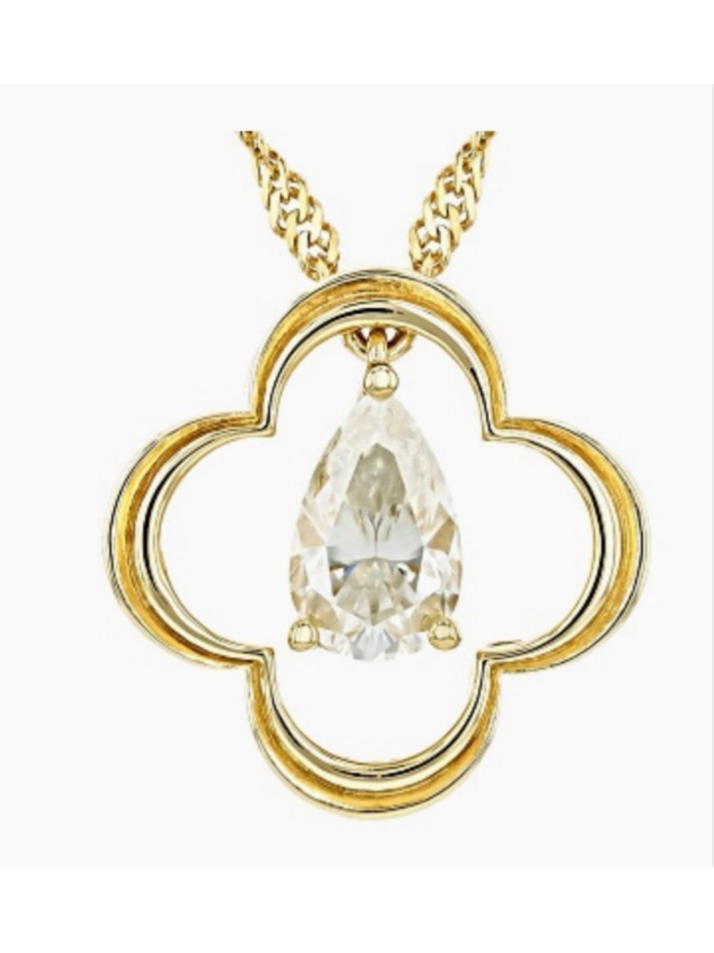 New Moissanite Fire Gold Clover Pendant Necklace